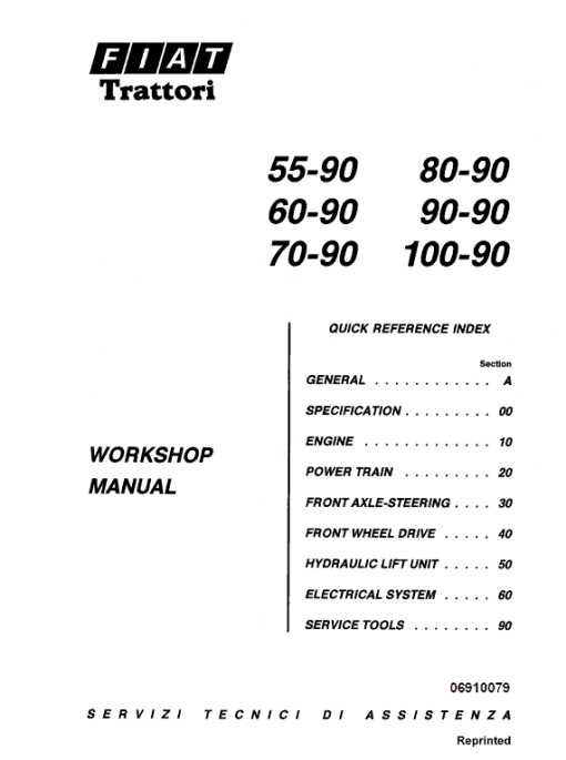 Fiat 50-90, 60-90, 70-90, 80-90, 90-90, 100-90 Tractor Service Manual