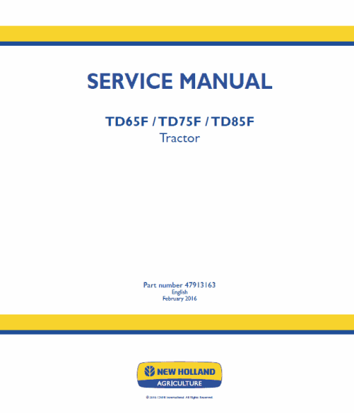 New Holland TD65F, TD75F, TD85F Tractor Service Manual - Image 6