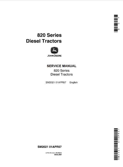 John Deere 80, 820, 830 (80 Series) Tractors Technical Manual