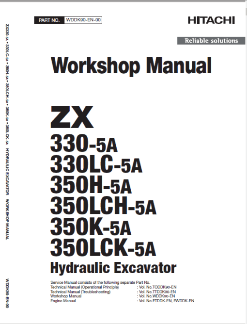 Hitachi ZX330-5A, ZX330LC-5A and ZX350LCH-5A ZAXIS Excavator Repair Manual