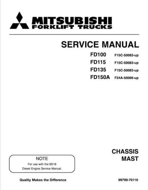 Mitsubishi FD100, FD115, FD135, FD150A Forklift Service Manual