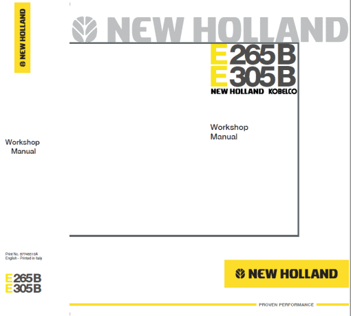 New Holland E265B and E305B Excavator Service Manual