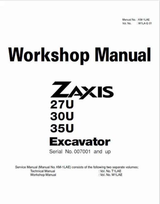 Hitachi Zaxis 27U, 30U, 35U Excavator Service Repair Manual