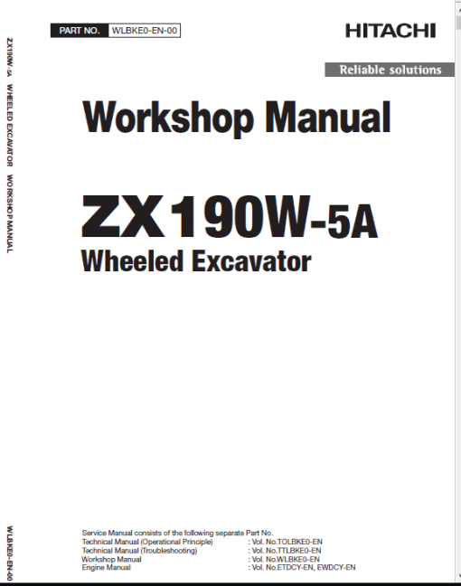 Hitachi ZX190W-5A and ZX190W-6 Wheeled Excavator Service Repair Manual