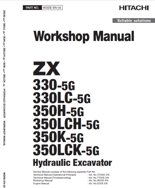 Hitachi ZX330-5G, ZX330LC-5G and ZX350LCH-5G ZAXIS Excavator Repair Manual