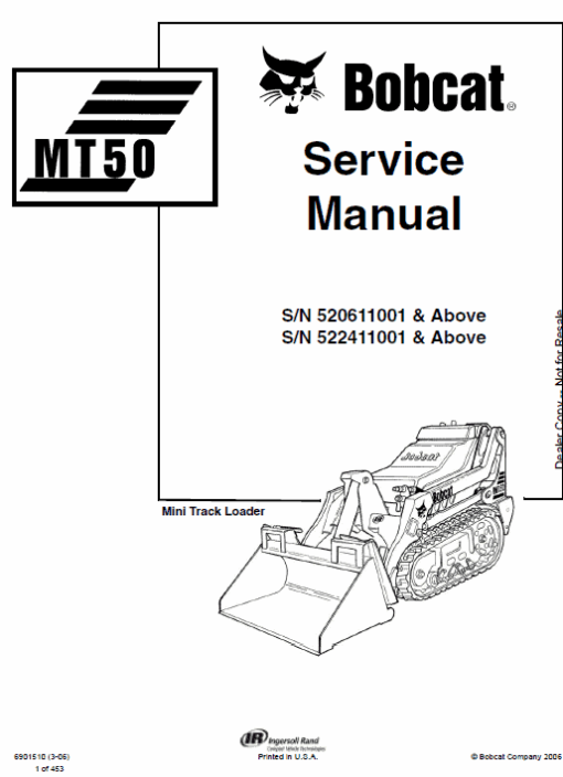 Bobcat MT50 Mini Loader Service Manual