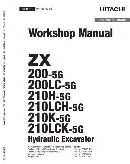 Hitachi ZX200-5G Excavator Service Repair Manual