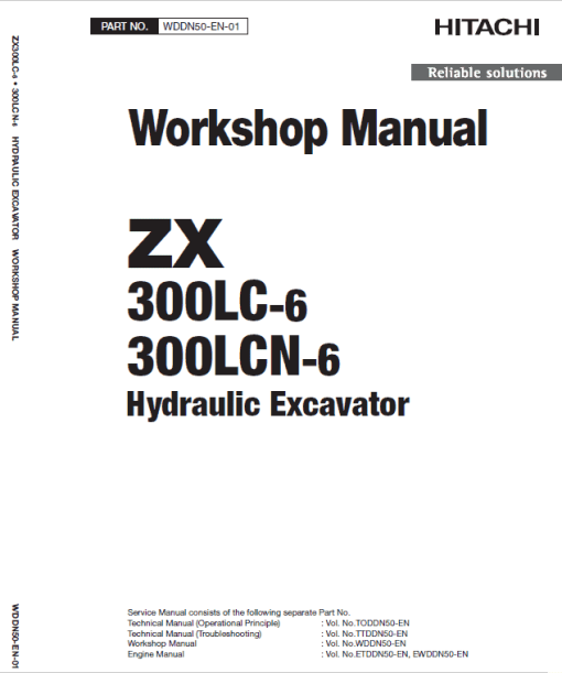 Hitachi ZX330LC-6 and ZX300LCN-6 ZAXIS Excavator Repair Manual