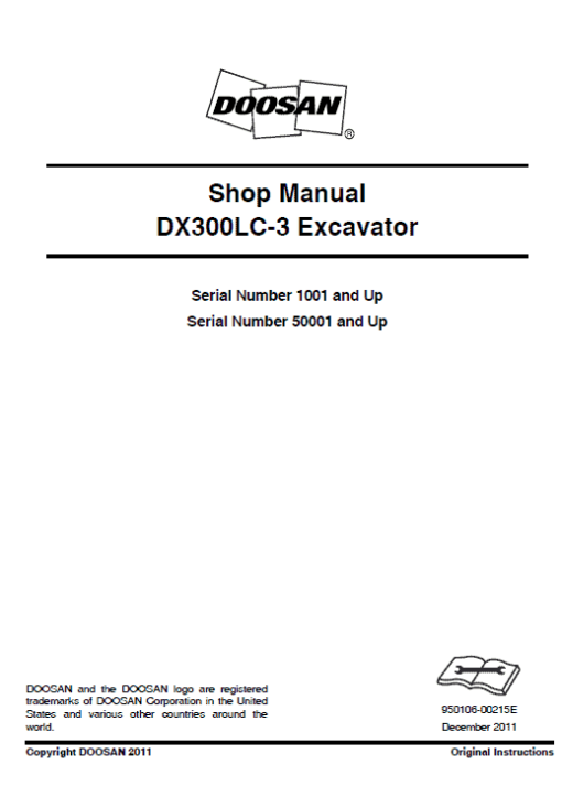 Doosan DX300LC-3 Excavator Service Manual