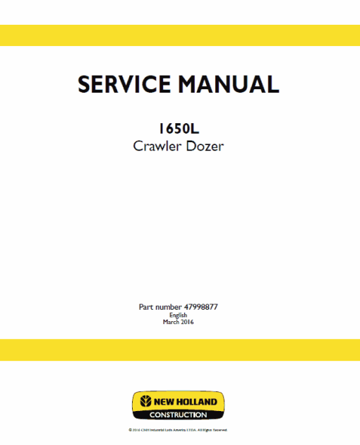 New Holland 1650L Crawler Dozer Service Manual