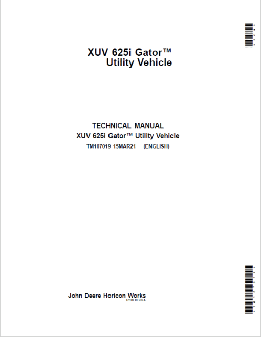 John Deere XUV625i Gator Utility Vehicle Repair Technical Manual