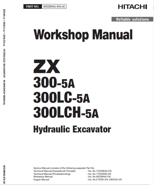 Hitachi ZX300-5A, ZX300LC-5A and ZX300LCH-5A ZAXIS Excavator Repair Manual