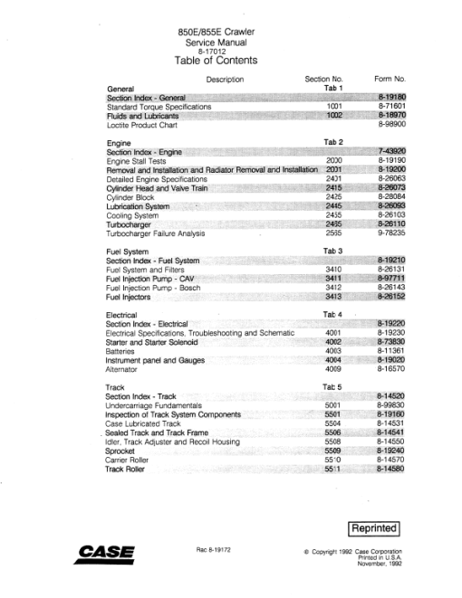 Case 850E, 855E Crawler Dozer Service Manual