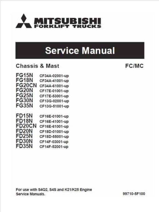 Mitsubishi FG25N, FG30N, FG35N Forklift Service Manual