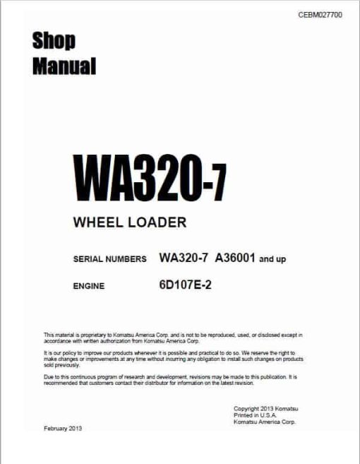 Komatsu WA320-7 Wheel Loader Service Manual