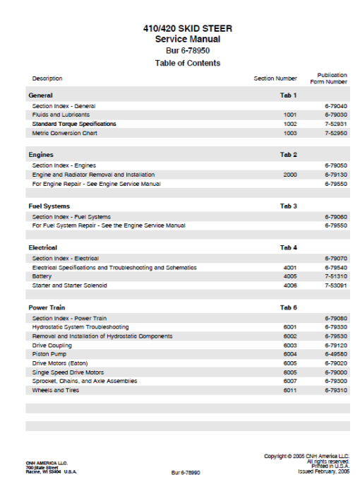 Case 410 and 420 SkidSteer Loader Service Manual