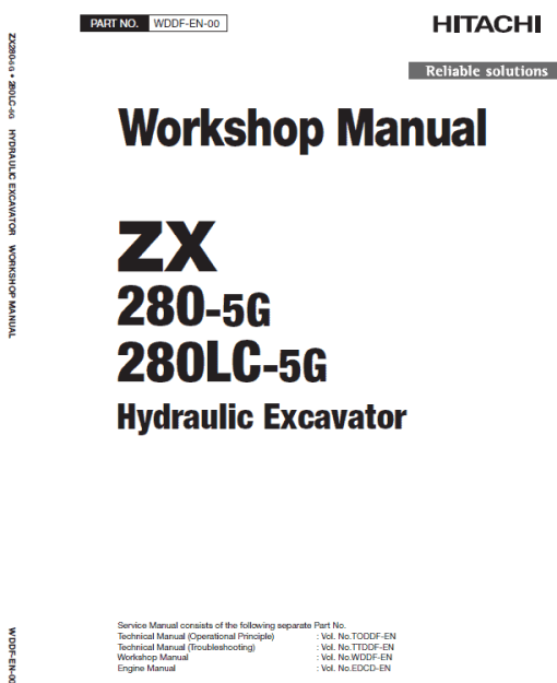 Hitachi ZX280-5G and ZX280LC-5G ZAXIS Excavator Repair Manual