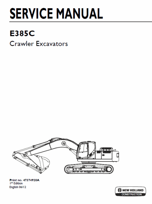 New Holland E385C Crawler Excavator Service Manual