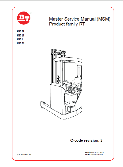 BT RR N, RR B, RR E, RR M Series Forklift Truck Service Manual