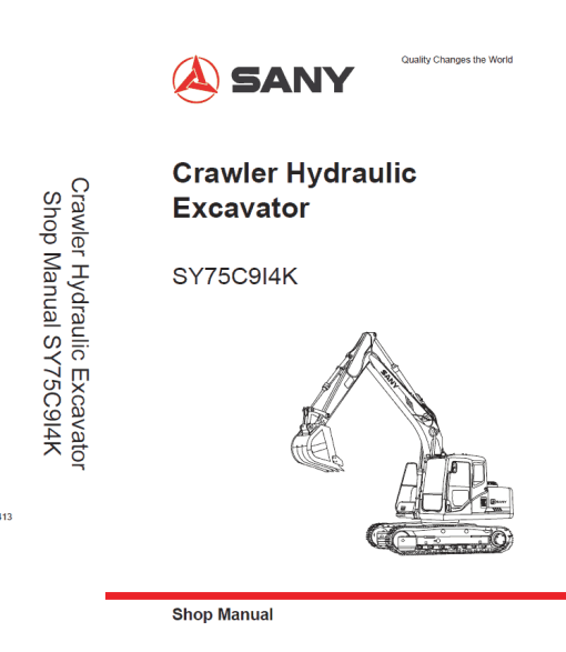 Sany SY75C Hydraulic Excavator Repair Service Manual