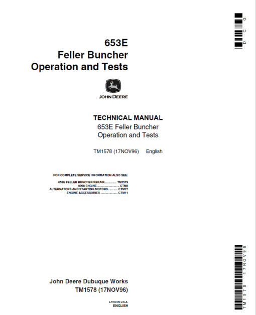 John Deere 653E Feller Buncher Service Repair Manual (TM1578 and TM1579) - Image 2