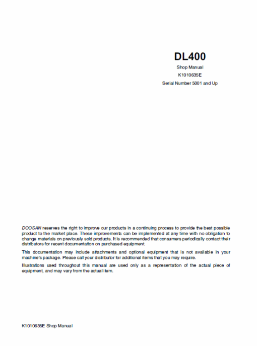 Doosan Daewoo DL400 Wheeled Loader Service Manual - Image 2