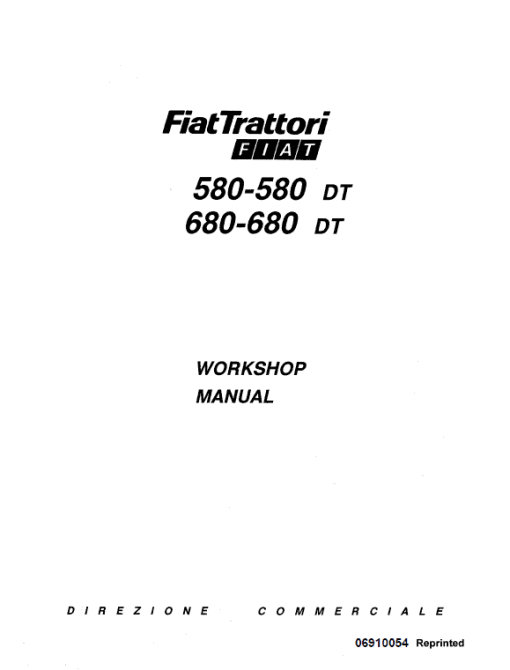 Fiat 580, 580DT, 680, 680DT Tractor Service Manual