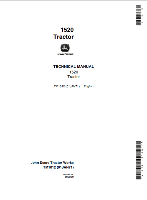 John Deere 1520 Utility Tractor Repair Technical Manual