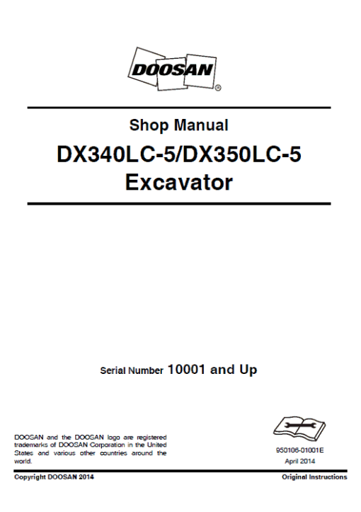 Doosan DX340LC-5 and DX350LC-5 Excavator Service Manual