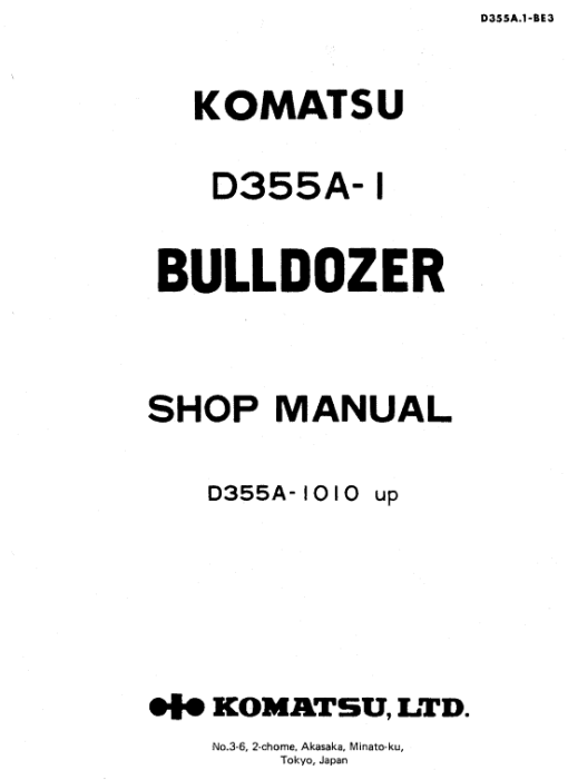 Komatsu D355-A1 Dozer Service Manual