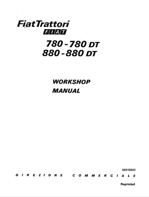 Fiat 780, 780DT, 880, 880DT Tractor Service Manual