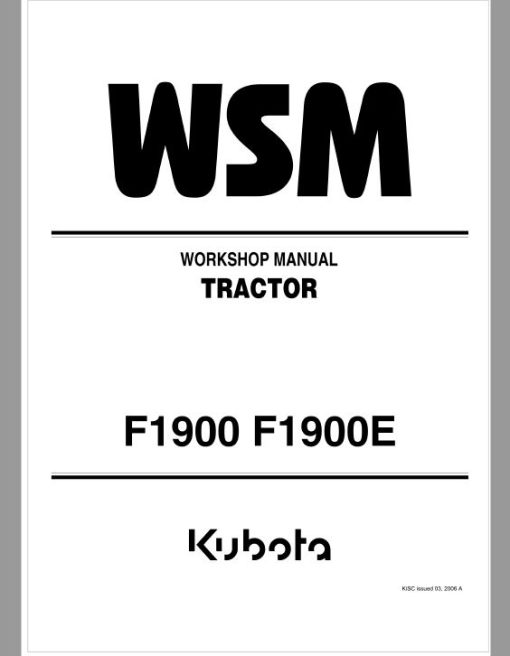 Kubota F1900, F1900E Front Mower Workshop Repair Manual