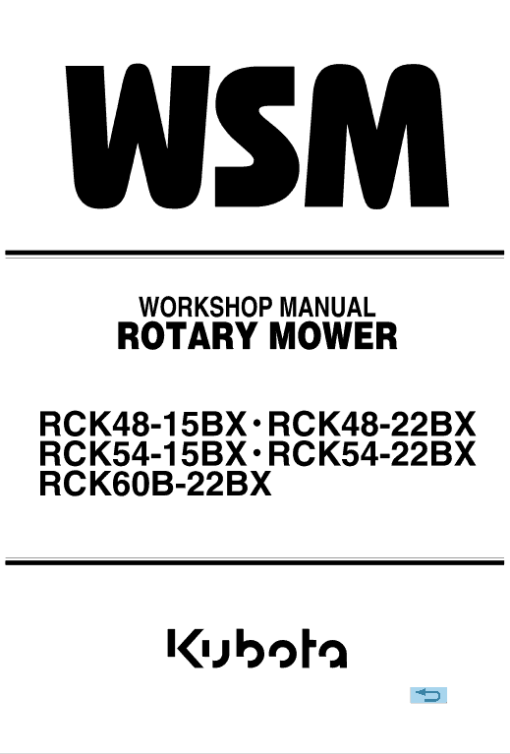 Kubota RCK48-15BX, RC48-15BX, RCK54-15BX, RCK54-22BX Mower Manual