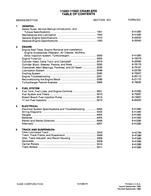 Case 1150D, 1155D Crawler Dozer Service Manual