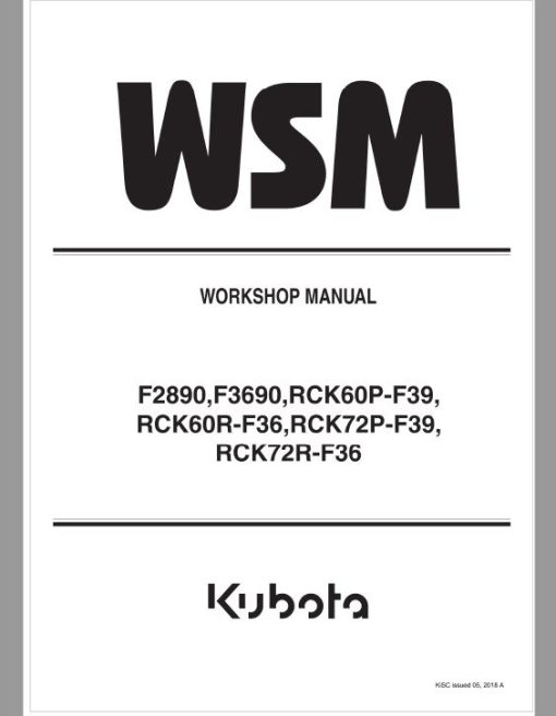 Kubota F2890, F3690 Front Mower Workshop Manual