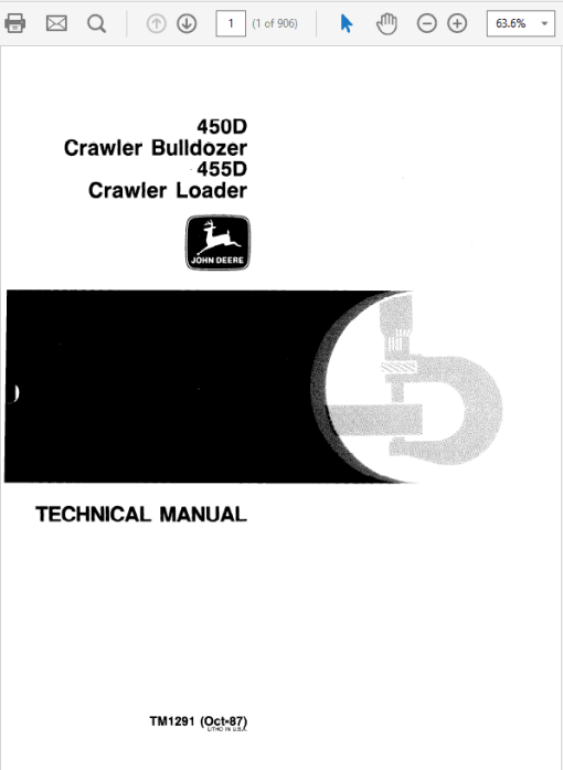 John Deere 450D, 455D Crawler Bulldozer Loader Technical Manual