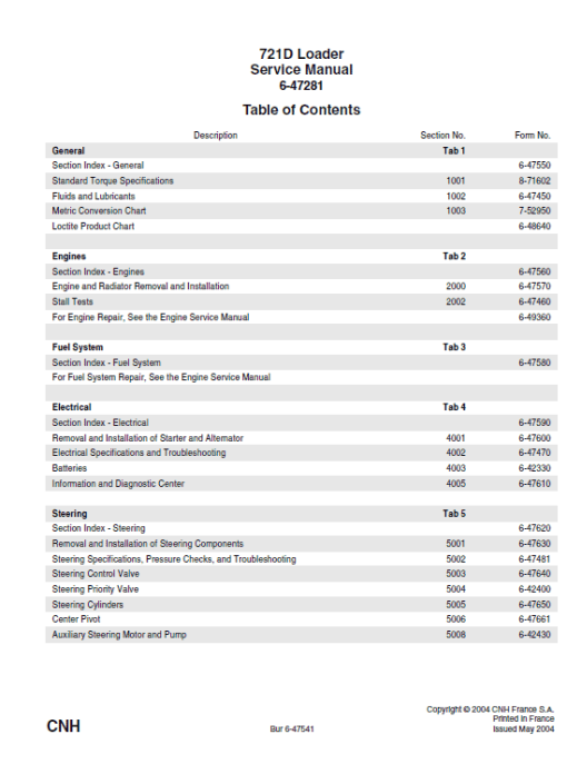 Case 721D Loader Service Manual