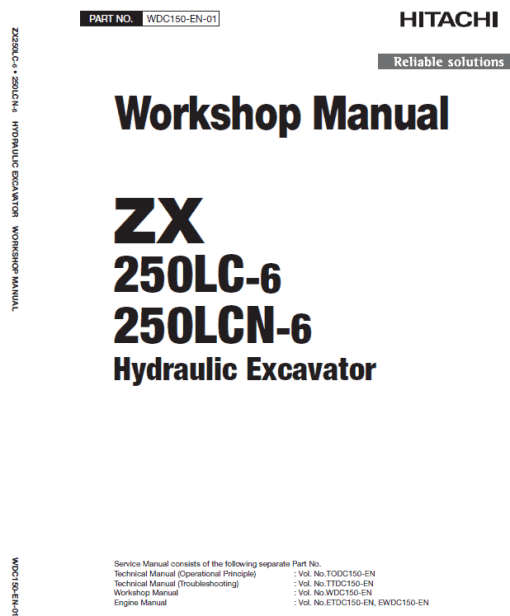 Hitachi ZX250LC-6 and ZX250LCN-6 ZAXIS Excavator Repair Manual