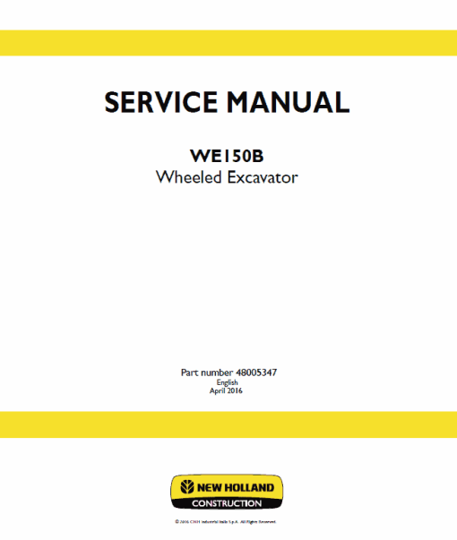 New Holland WE150B Wheeled Excavator Service Manual - Image 2