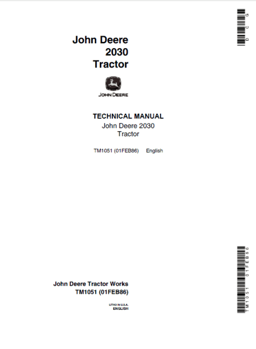 John Deere 2030 Utility Tractor Repair Technical Manual