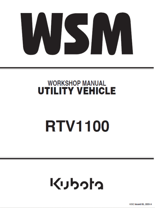 Kubota RTV1100 Utility Vehicle Workshop Service Manual