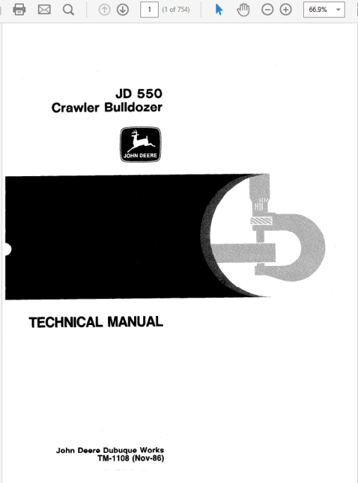 John Deere 550 Crawler Bulldozer Repair Technical Manual (TM1108)