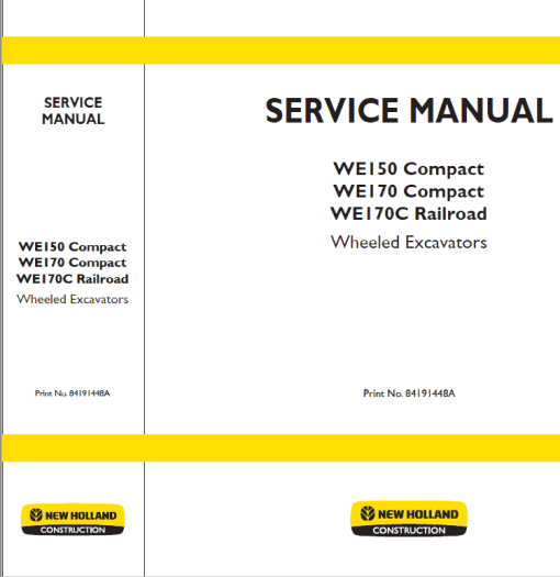 New Holland WE150 and WE170 Wheeled Excavators Manual