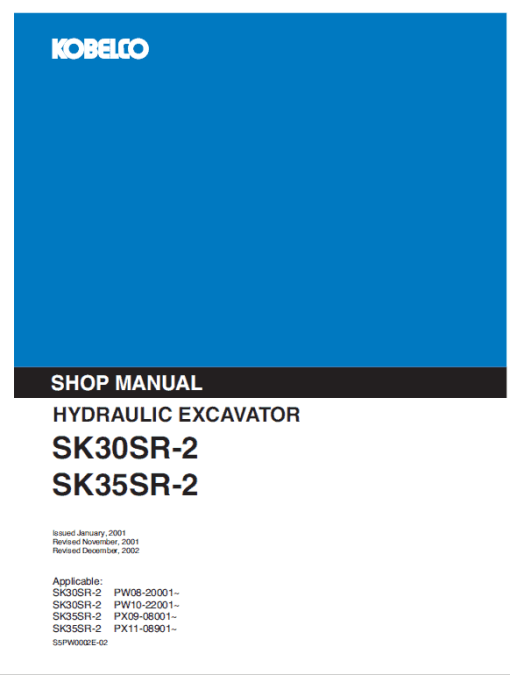 Kobelco SK30SR-2 and SK35SR-2 Excavator Service Manual - Image 2