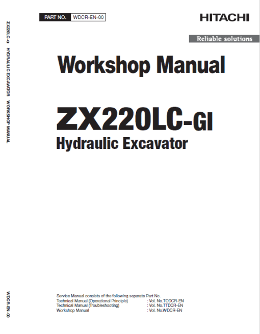 Hitachi ZX220LC-GI ZAXIS Excavator Repair Manual