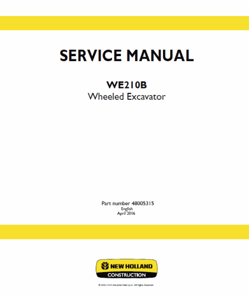 New Holland WE210B Wheeled Excavator Service Manual