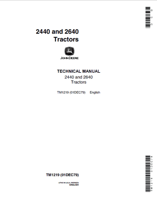 John Deere 2440, 2640 Tractors Repair Technical Manual (SN. after 341000 -)