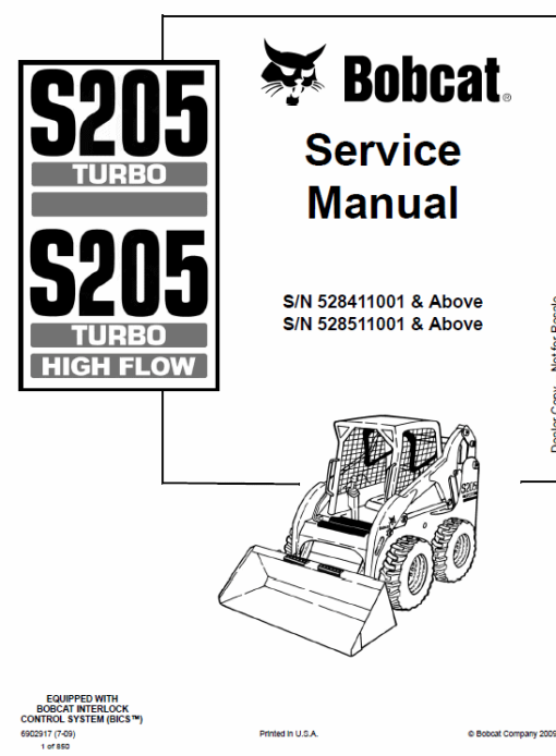 Bobcat S205 Skid-Steer Loader Service Manual - Image 7