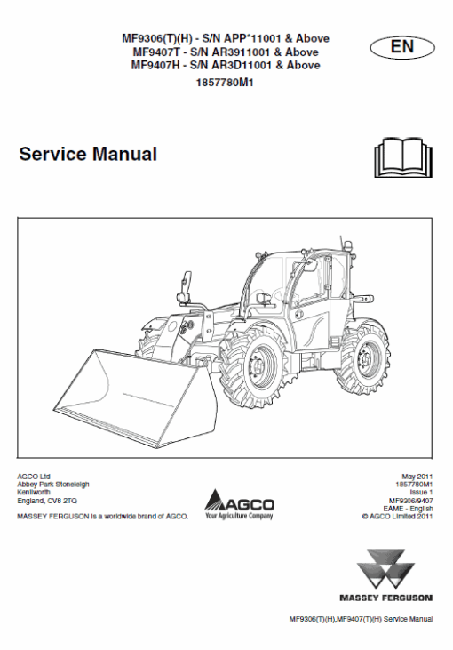 Massey Ferguson MF 9306, 9407 (T)(H) Telescopic Handler Service Manual