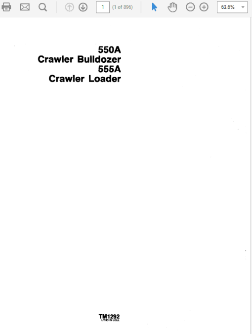 John Deere 550A, 555A Crawler Bulldozer Loader Technical Manual